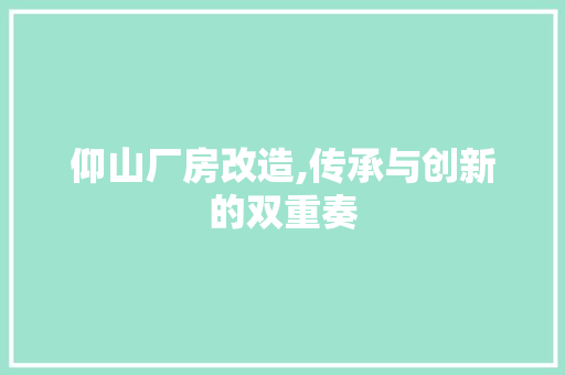 仰山厂房改造,传承与创新的双重奏