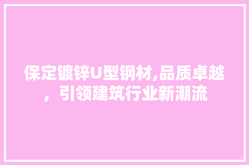 保定镀锌U型钢材,品质卓越，引领建筑行业新潮流