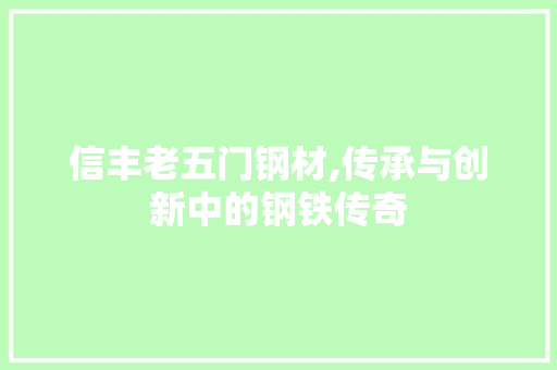 信丰老五门钢材,传承与创新中的钢铁传奇