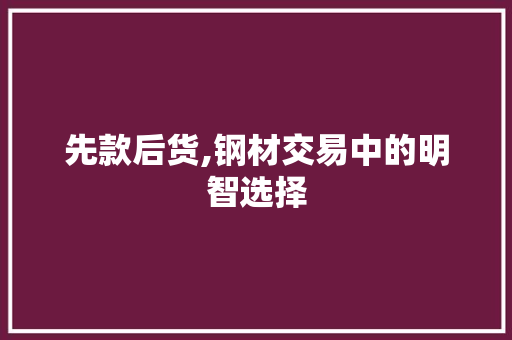 先款后货,钢材交易中的明智选择