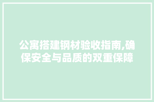 公寓搭建钢材验收指南,确保安全与品质的双重保障