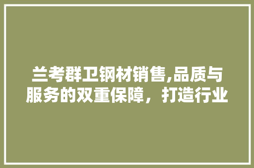 兰考群卫钢材销售,品质与服务的双重保障，打造行业佼佼者