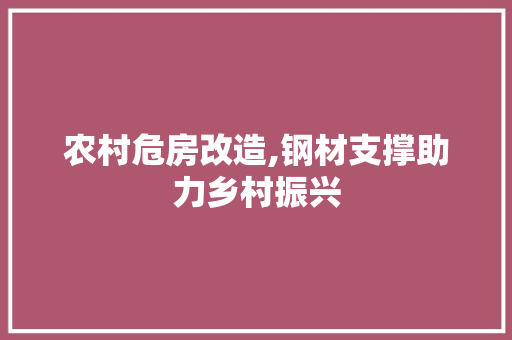 农村危房改造,钢材支撑助力乡村振兴