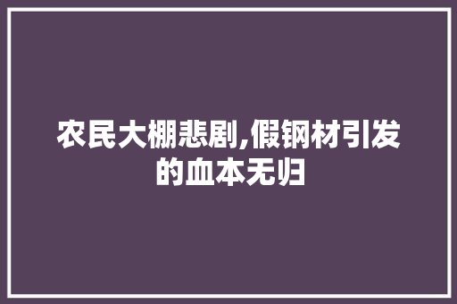 农民大棚悲剧,假钢材引发的血本无归