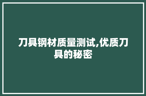 刀具钢材质量测试,优质刀具的秘密