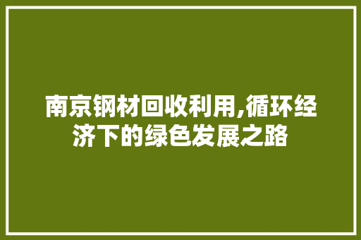 南京钢材回收利用,循环经济下的绿色发展之路
