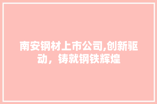 南安钢材上市公司,创新驱动，铸就钢铁辉煌