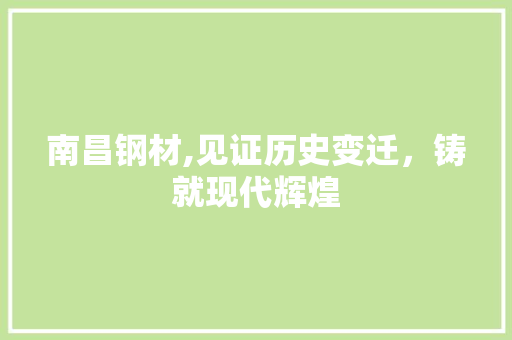 南昌钢材,见证历史变迁，铸就现代辉煌