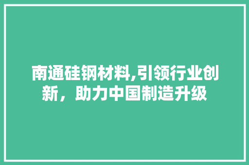 南通硅钢材料,引领行业创新，助力中国制造升级