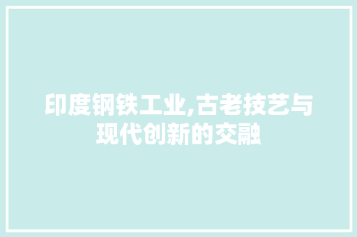 印度钢铁工业,古老技艺与现代创新的交融