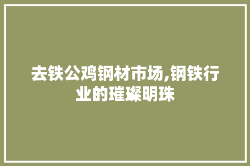 去铁公鸡钢材市场,钢铁行业的璀璨明珠