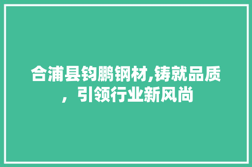 合浦县钧鹏钢材,铸就品质，引领行业新风尚