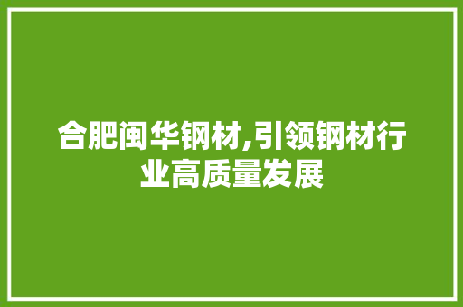 合肥闽华钢材,引领钢材行业高质量发展