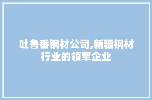 吐鲁番钢材公司,新疆钢材行业的领军企业