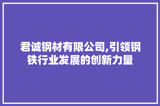 君诚钢材有限公司,引领钢铁行业发展的创新力量