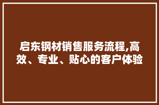 启东钢材销售服务流程,高效、专业、贴心的客户体验