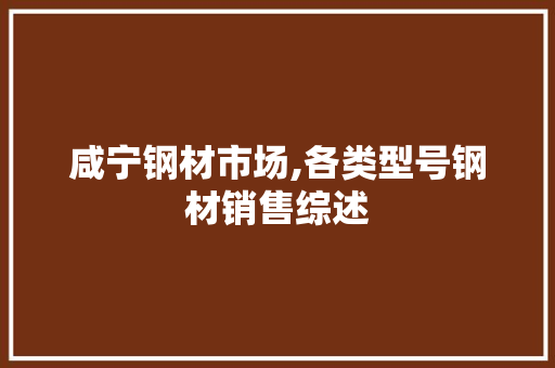 咸宁钢材市场,各类型号钢材销售综述
