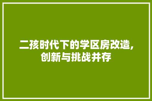 二孩时代下的学区房改造,创新与挑战并存