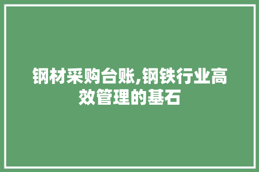 钢材采购台账,钢铁行业高效管理的基石
