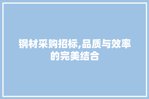 钢材采购招标,品质与效率的完美结合