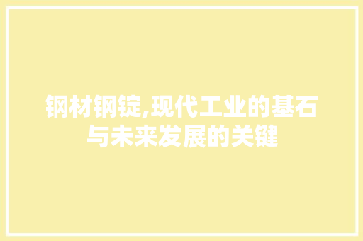 钢材钢锭,现代工业的基石与未来发展的关键