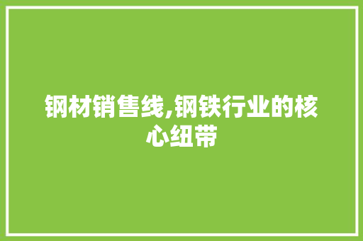 钢材销售线,钢铁行业的核心纽带