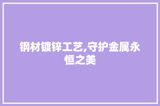 钢材镀锌工艺,守护金属永恒之美
