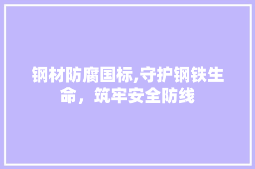 钢材防腐国标,守护钢铁生命，筑牢安全防线