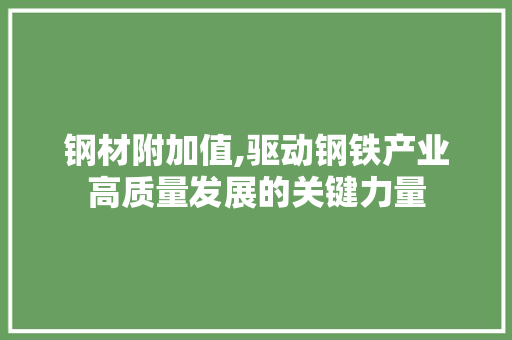钢材附加值,驱动钢铁产业高质量发展的关键力量