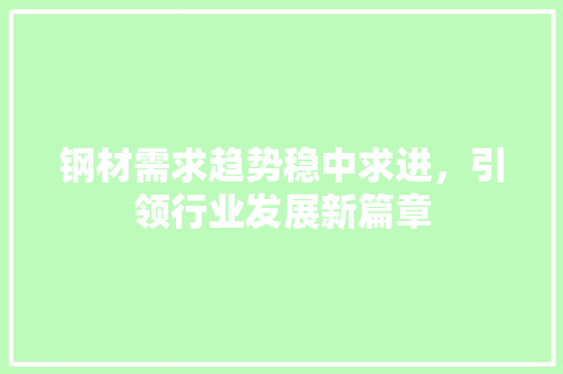 钢材需求趋势稳中求进，引领行业发展新篇章