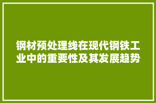 钢材预处理线在现代钢铁工业中的重要性及其发展趋势
