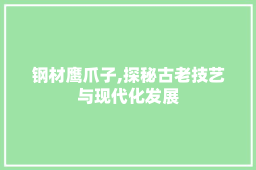 钢材鹰爪子,探秘古老技艺与现代化发展