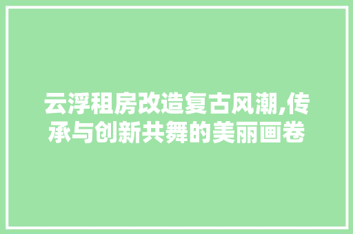 云浮租房改造复古风潮,传承与创新共舞的美丽画卷