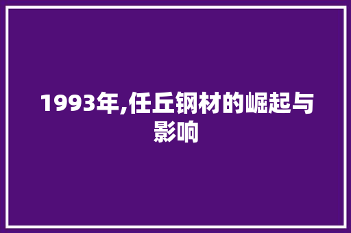 1993年,任丘钢材的崛起与影响