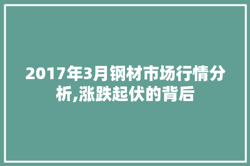 2017年3月钢材市场行情分析,涨跌起伏的背后