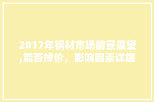 2017年钢材市场前景展望,能否掉价，影响因素详细剖析