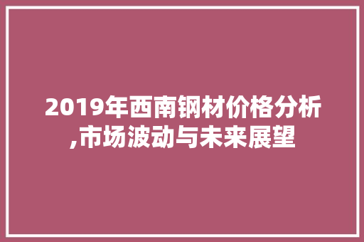 2019年西南钢材价格分析,市场波动与未来展望