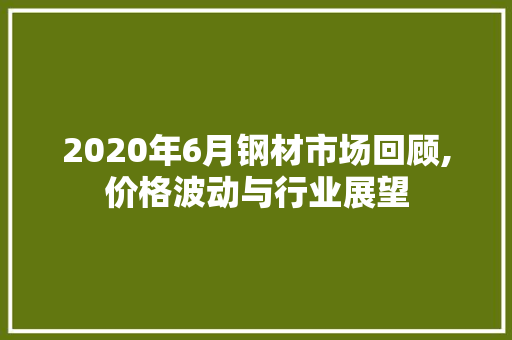 2020年6月钢材市场回顾,价格波动与行业展望