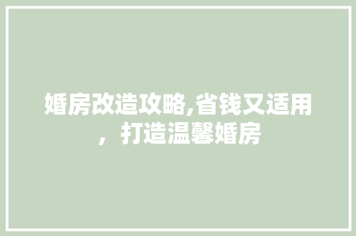 婚房改造攻略,省钱又适用，打造温馨婚房