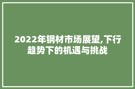2022年钢材市场展望,下行趋势下的机遇与挑战
