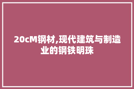 20cM钢材,现代建筑与制造业的钢铁明珠