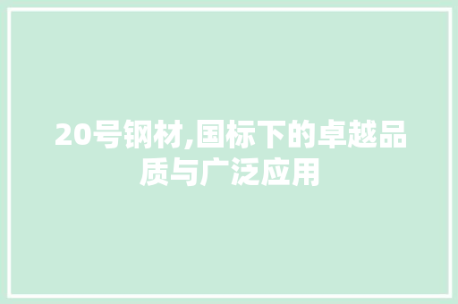 20号钢材,国标下的卓越品质与广泛应用