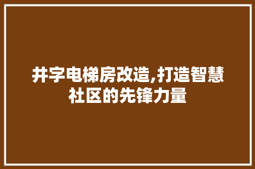 井字电梯房改造,打造智慧社区的先锋力量