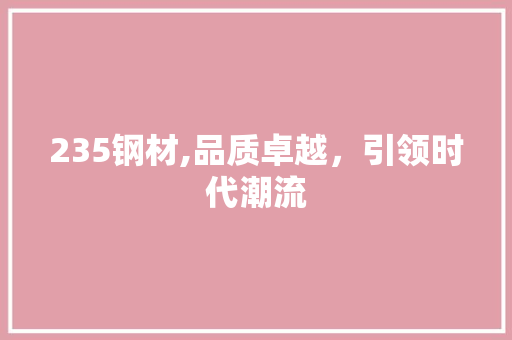 235钢材,品质卓越，引领时代潮流