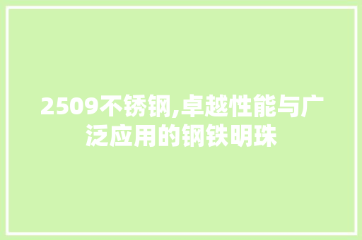 2509不锈钢,卓越性能与广泛应用的钢铁明珠