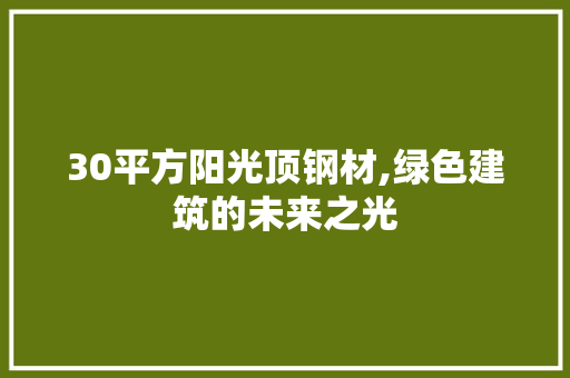 30平方阳光顶钢材,绿色建筑的未来之光