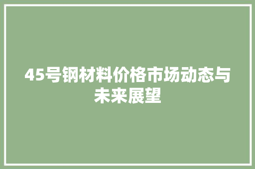 45号钢材料价格市场动态与未来展望