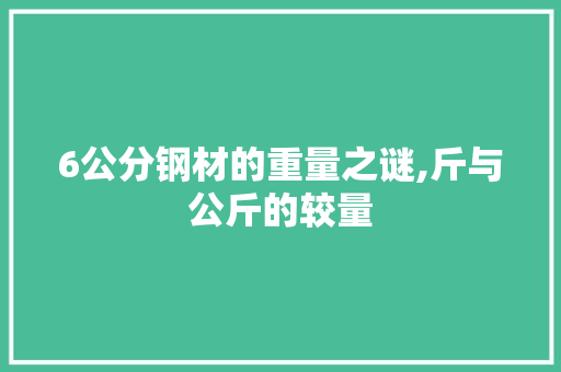 6公分钢材的重量之谜,斤与公斤的较量