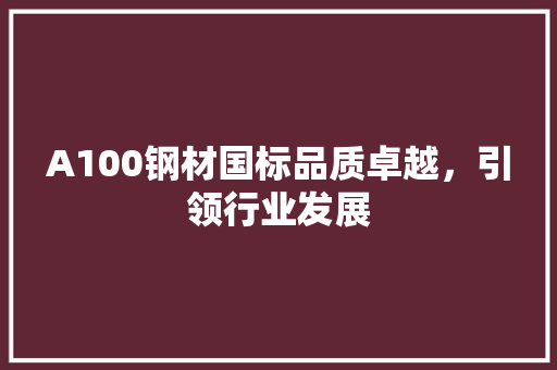 A100钢材国标品质卓越，引领行业发展