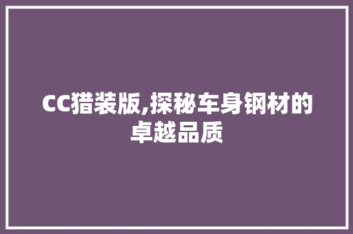 CC猎装版,探秘车身钢材的卓越品质